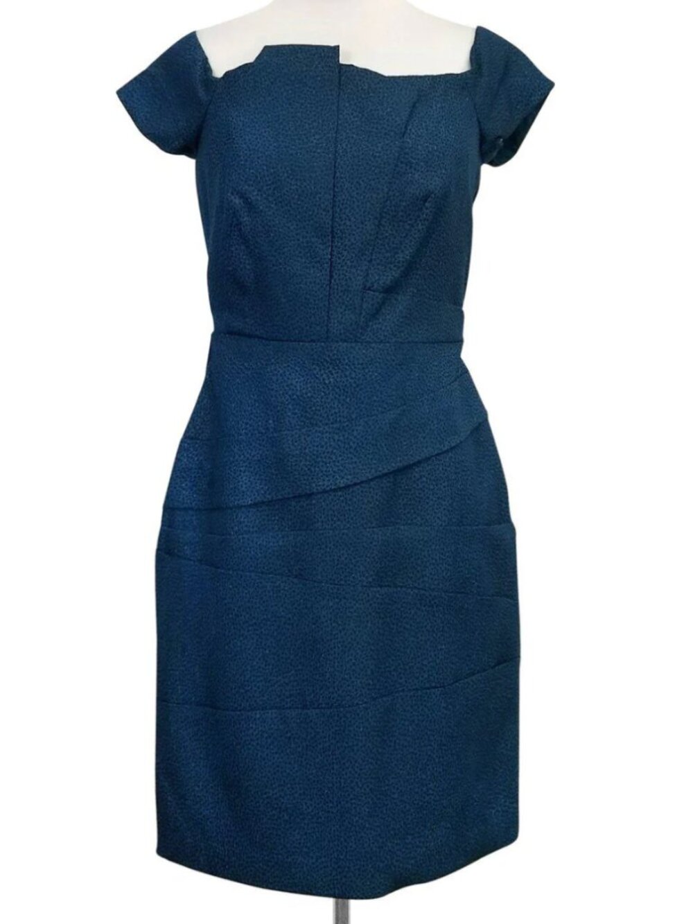 Halston Heritage - Teal Off the Shoulder Cap Sleeve Dress Sz 6